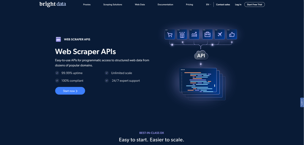 Bright Data的Web Scraper API页面