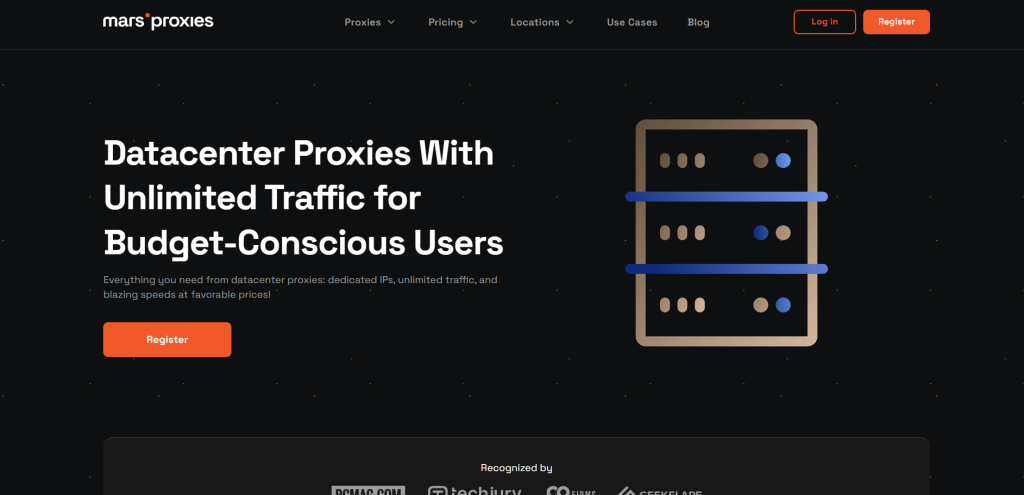 MarsProxies网站上的数据中心代理页面