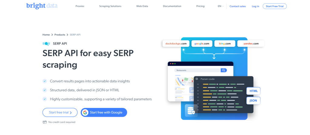 Bright Data的SERP API页面