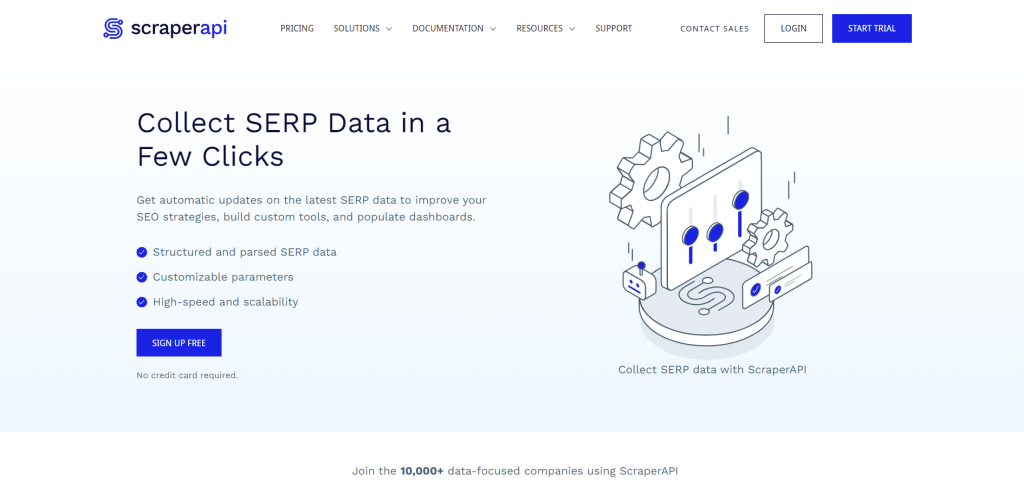 ScraperAPI的SERP数据收集页面