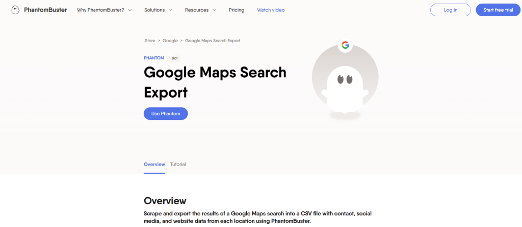 PhantomBuster 的 Google Maps Scraper