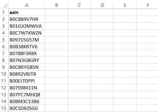 包含爬取到的 ASIN 的 CSV 文件