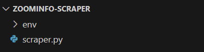 在 ZoomInfo 抓取器文件夹中新建一个 scraper.py 文件